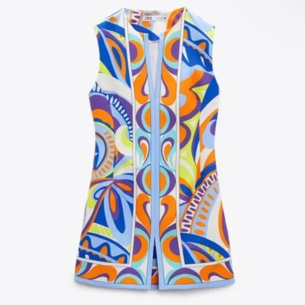 Zara | NWOT Split Neck Mini Dress - Picture 4 of 15
